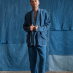 kimono jacket men dark blue